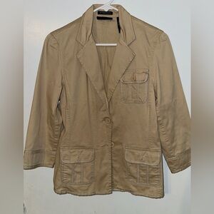 Liz Claiborne Khaki Cotton Utility Blazer Jacket